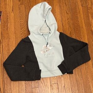 Nike Colorblock Cropped Hoodie in Light Mint and Charcoal